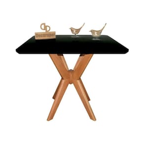 Mesa Jantar Pandora Tampo Quadrado Laca Com Vidro 90cm Preto