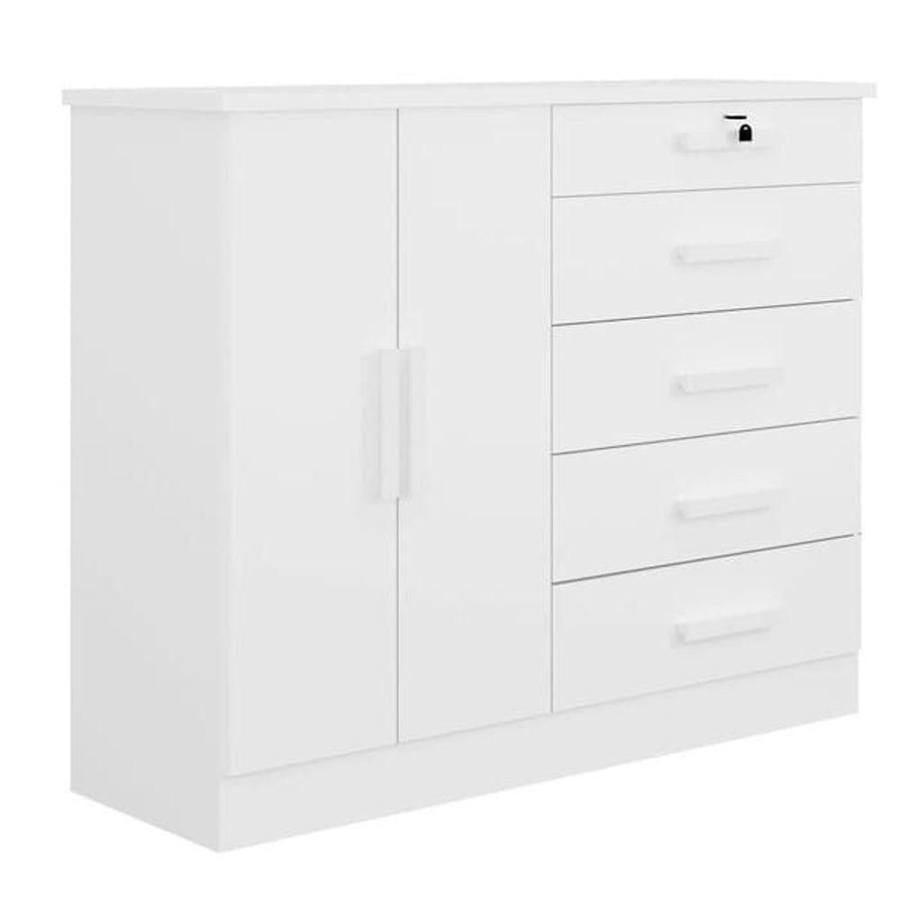 Cômoda Para Quarto Com Sapateira 5 Gavetas - New Athos-branco - Móveis D`doro