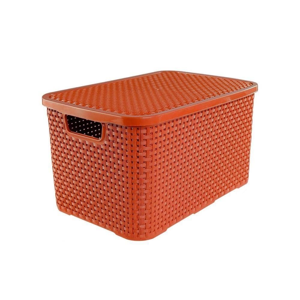 Caixa 15 Litros Terracota Rattan Para Brinquedos Acessórios