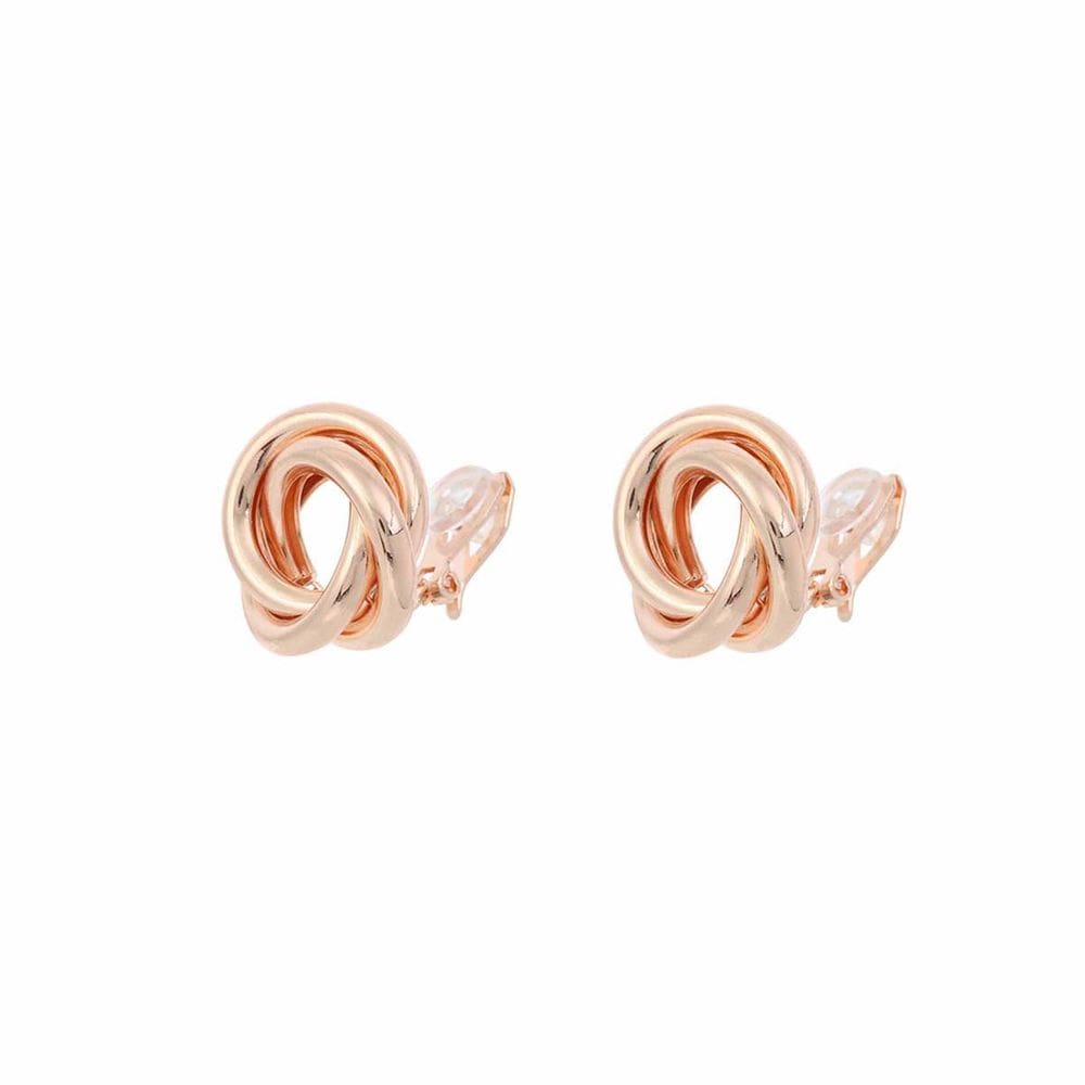 Brinco Feminino de Pressão Círculos Abstrato Pequeno Rose