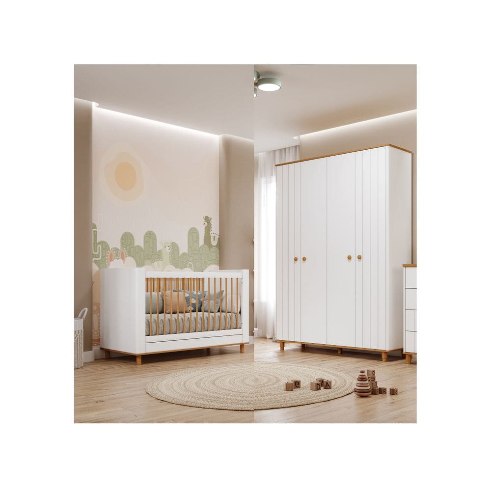 Berço e Guarda roupa Retro Cupcake Permobili MDF