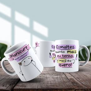 Caneca De Porcelana 325ml Flork Profissões Feminino Manicure