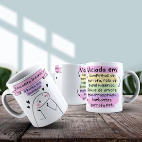 Caneca De Porcelana 325ml Flork Profissões Feminino Educadora Infantil