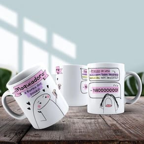 Caneca De Porcelana 325ml Flork Profissões Feminino Maquiadora