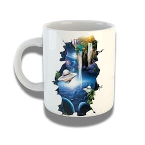 Caneca De Porcelana 325ml Com Design 3d Exclusivo Galáxia