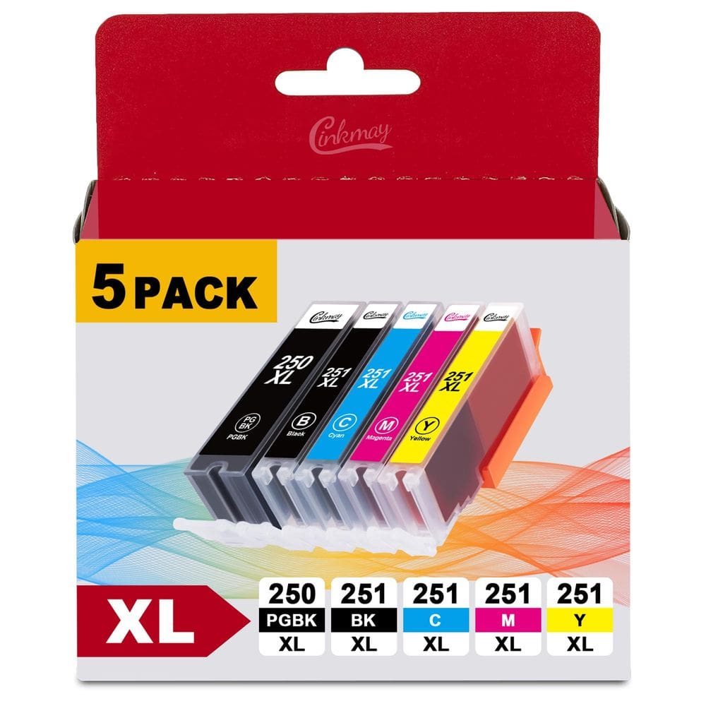 Cartuchos de tinta LINKMAY PGI-250XL CLI-251XL Pacote com 5 cores