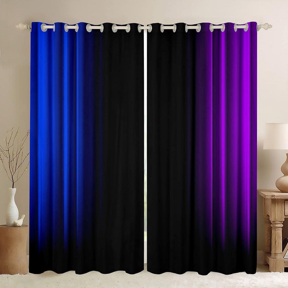 Cortinas de janela Feelyou Abstract Ombre Blue Purple 42x160cm 2 painéis