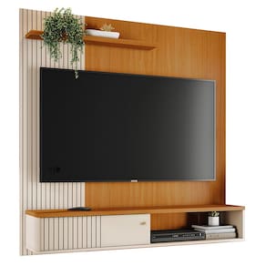 Painel TV 55 Pol e Bancada Suspensa Neris Z10 Off/Cinamomo - Mpozenato