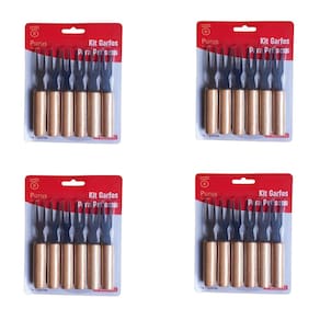 Kit 24 Garfos Garfinhos P/Petisco Frios Em Inox Cabo Madeira