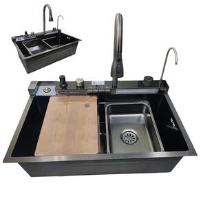 Cuba Gourmet Premium Inox Luxo Pia Inteligente Cozinha Torneira Agua Quente Fria Monocomando Painel Digital Dispender Limpador de Copo