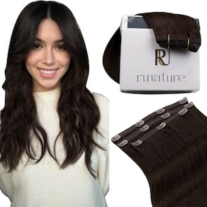 Extensões de cabelo RUNATURE Castanho escuro 45 cm Cabelo humano real