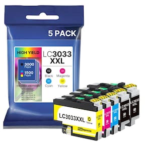 Cartuchos de tinta PrintImpression LC3033XXL, pacote com 5 para Brother
