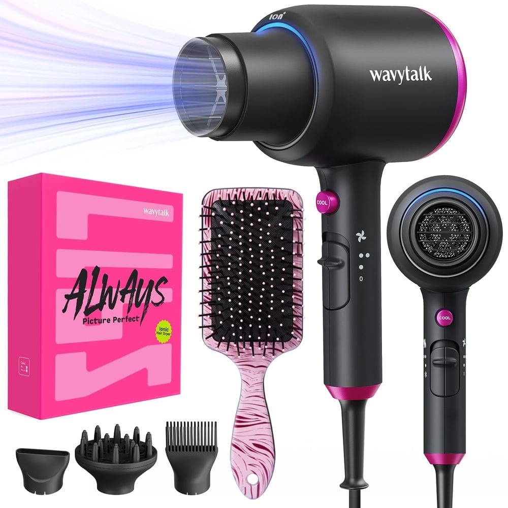 Secador de cabelo Wavytalk Professional Black Ionic 1875W para mulheres