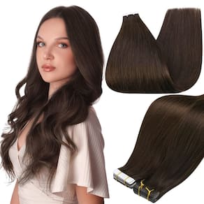 Fita adesiva em extensões de cabelo Full Shine 22 cm, cor 2, marrom mais escuro