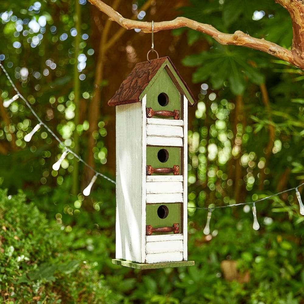 Birdhouse Glitzhome, jardim envelhecido, madeira maciça, 18 cm