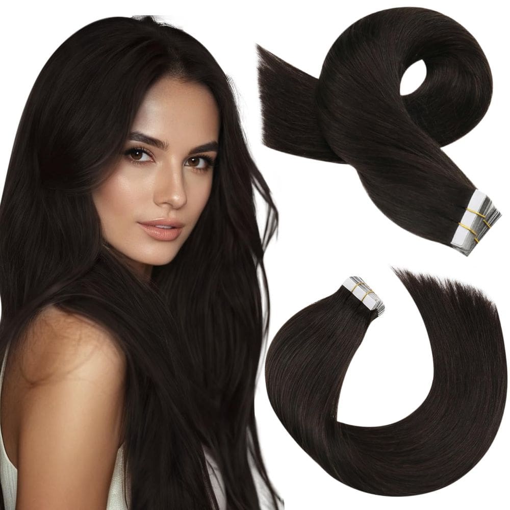 Extensões de cabelo Moresoo Tape em marrom escuro 40cm 50g Remy Hair