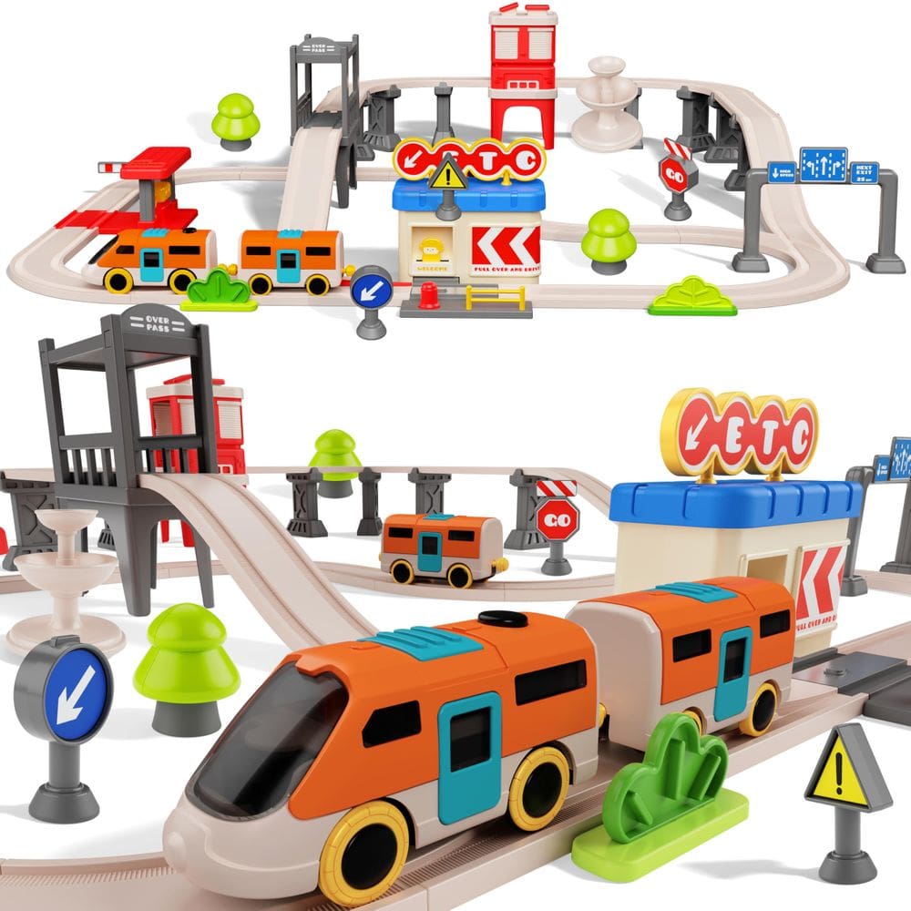 Conjunto de trem Rcovasc Urban Rail Electric 55 peças para crianças a partir de 3 anos