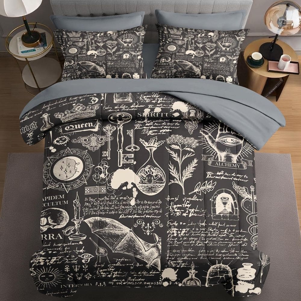 Conjunto de edredom WeCozy Chemistry Science Skull Twin Size, 5 unidades