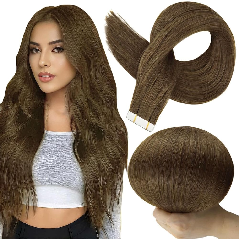 Extensões de cabelo Full Shine Remy Tape em cabelo humano castanho