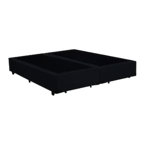 Cama Box Casal Bipartido Preta Suede 40x138x188 - Santo Box
