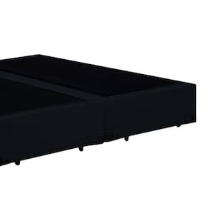Cama Box King Bipartido Preta Suede 40x192x203 - Santo Box