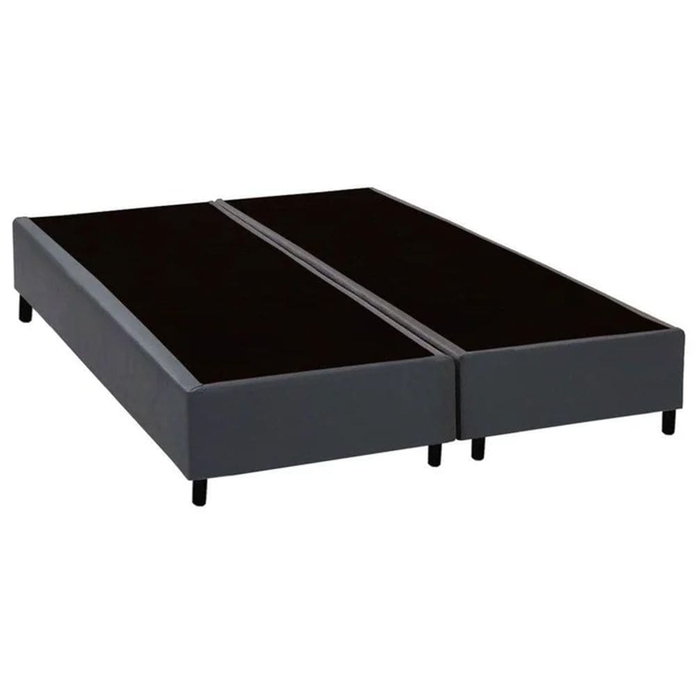 Cama Box Casal Bipartido Cinza Sintetico 40x138x188 - Santo Box