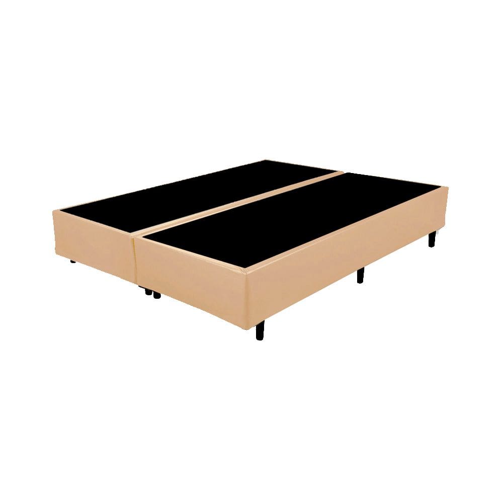 Cama Box Casal Bipartido Bege Suede 40x138x188 - Santo Box