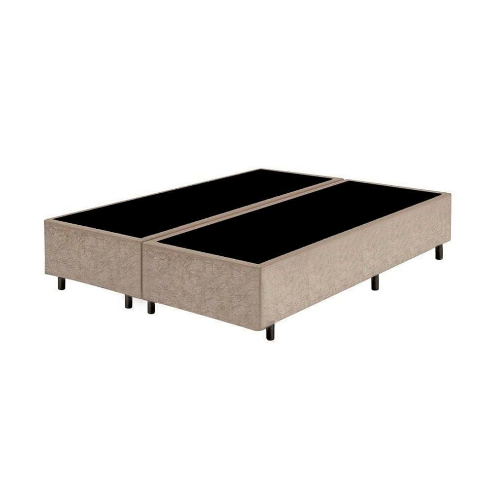 Cama Box Casal Bipartido Bege Sintetico 40x138x188 - Santo Box