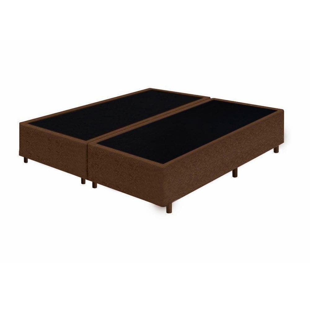 Cama Box Casal Bipartido Marrom Suede 40x138x188 - Santo Box