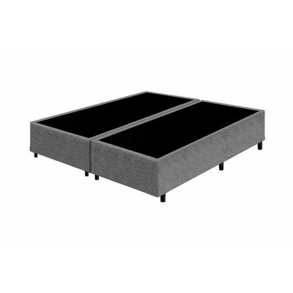 Cama Box Casal Bipartido Cinza Suede 40x138x188 - Santo Box