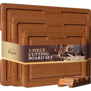 Conjunto de tábuas de corte Empune Bamboo com suporte para cozinha