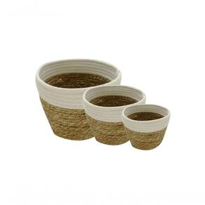 Jogo 3 Cestos Round Gist Cotton E Juta White Mimo Style