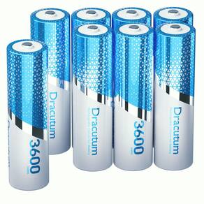Baterias de lítio AA recarregáveis Dracutum 2400mAh, pacote com 8