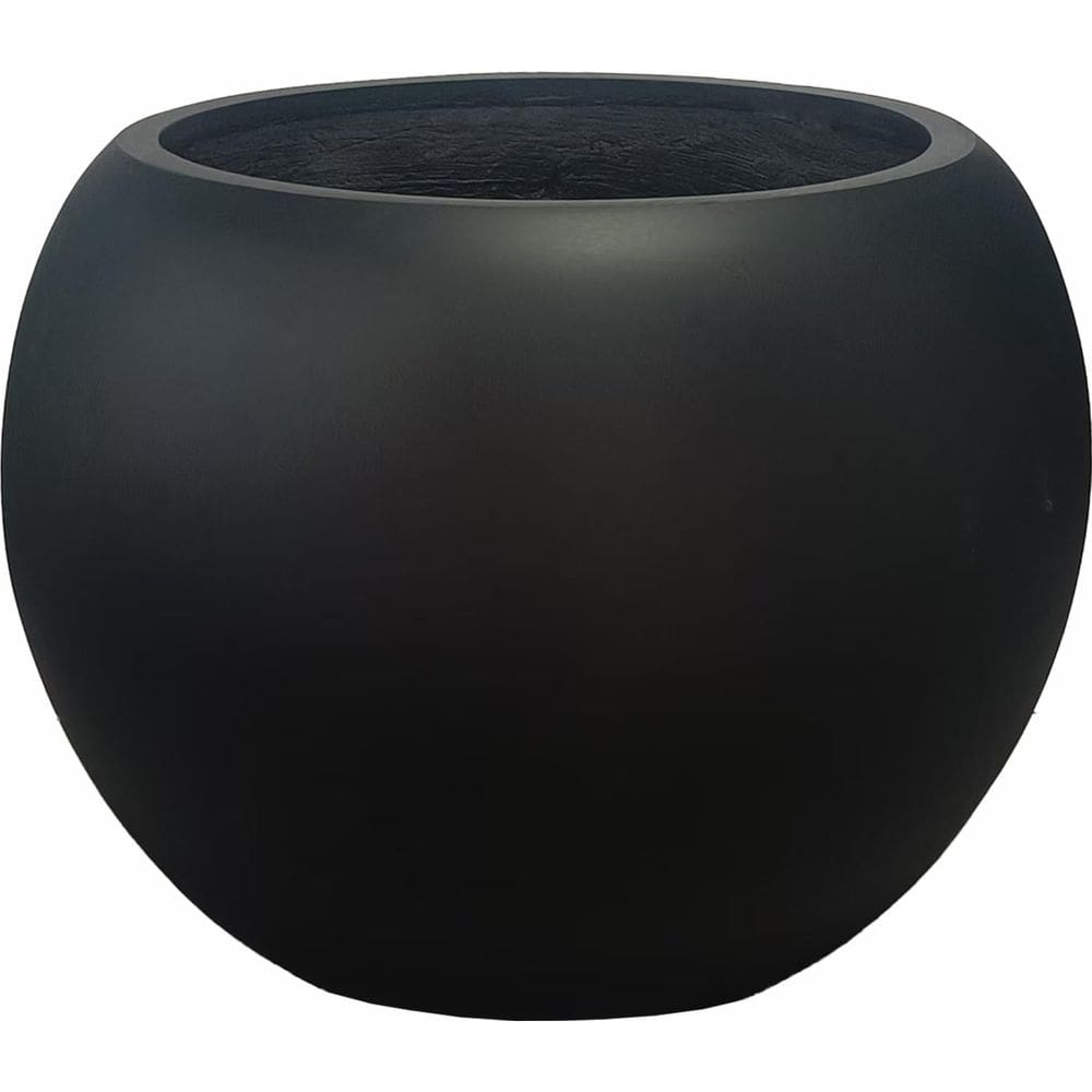 Plantador Panlaolao Round Fiberstone 13,5 x 17 cm preto