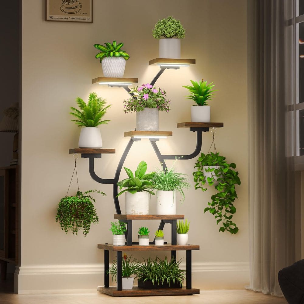 Plant Stand Tovve Indoor com Grow Light, 8 camadas e 48 prateleiras de metal