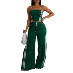 Roupas de duas peças CHEZVOGUE Summer para mulheres listradas