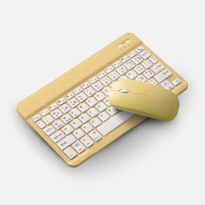 Teclado Sem Fio Bluetooth Recarregável Com Mouse - AMARELO