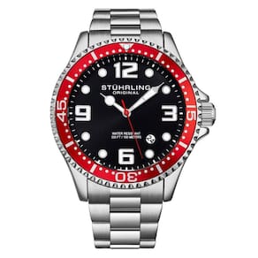 Relgio Regatta Champion 4006 44mm com mostrador preto e pulseira de ao inoxidvel prateado - Stuhrling