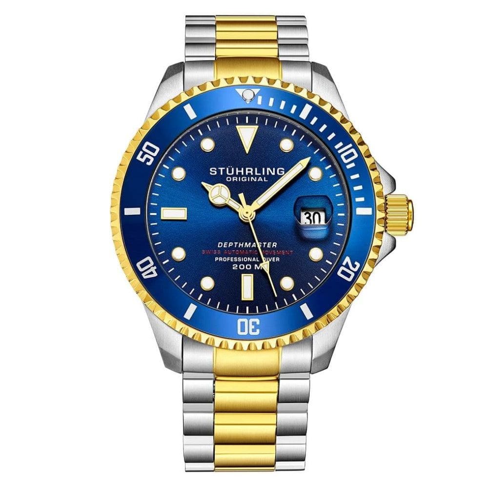Relgio Suo Automtico Depthmaster 883 42mm, Mostrador Azul, Pulseira de Ao Inoxidvel Prateado e Fivela de Stuhrling.
