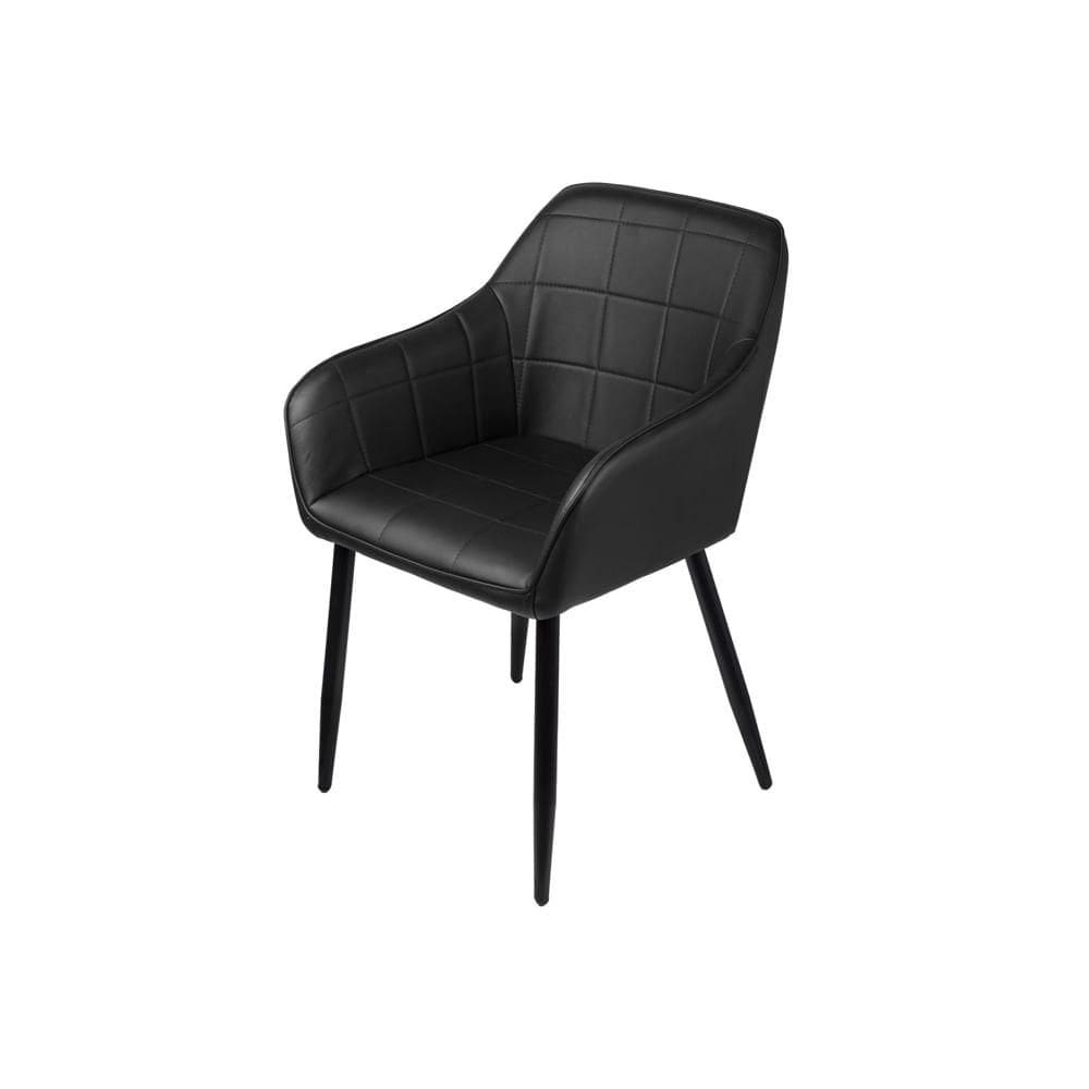 Poltrona Dana PU Preta Base Metal