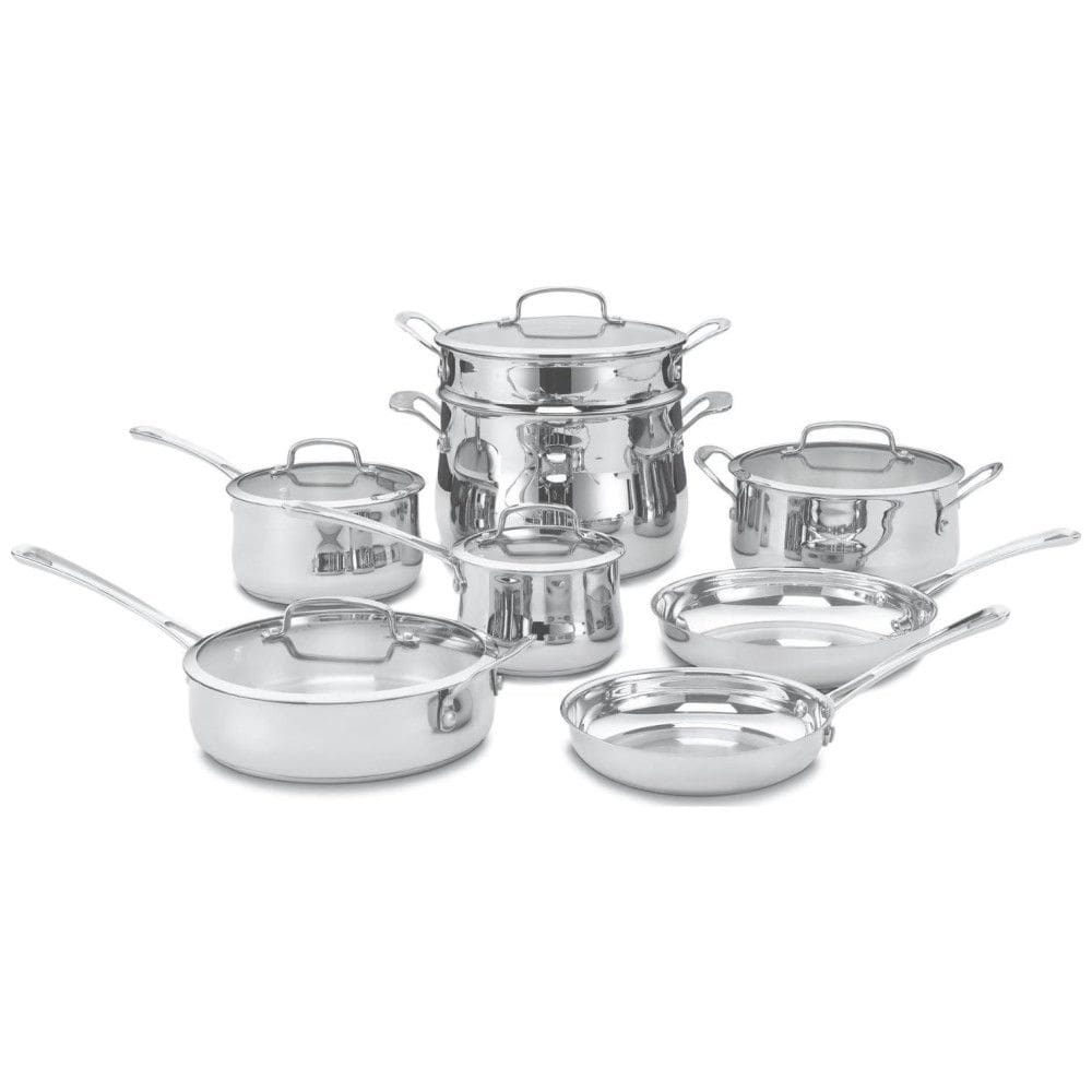 Conjunto de Panelas e Frigideiras com Tampas de Vidro Temperado Peças, Aço Inoxidável, CUISINART 44 13, Prateado