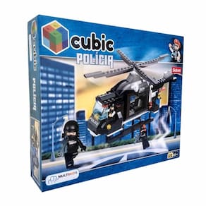Helicóptero de Combate Blocos De Montar Cubic Policia Com 219 Peças