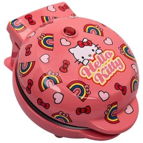 Mini Máquina de Waffles, Tema Hello Kitty com Revestimento Antiaderente, 110V 550W, Uncanny Brands, Rosa
