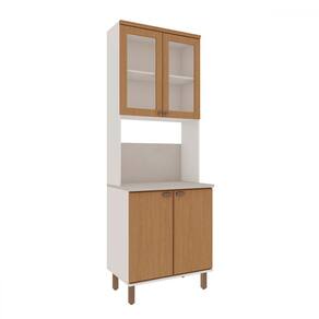 Paneleiro 80 Cm Atria 4 Portas com Vidro Branco Fosco/Teka Soho - Genialflex