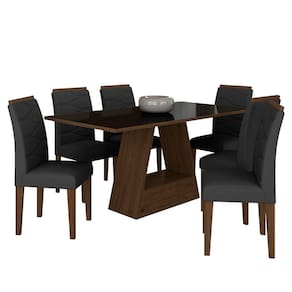 Mesa Com 6 Cadeiras 1,60 Vicenza Imbuia/preto/preto - Móveis Arapongas