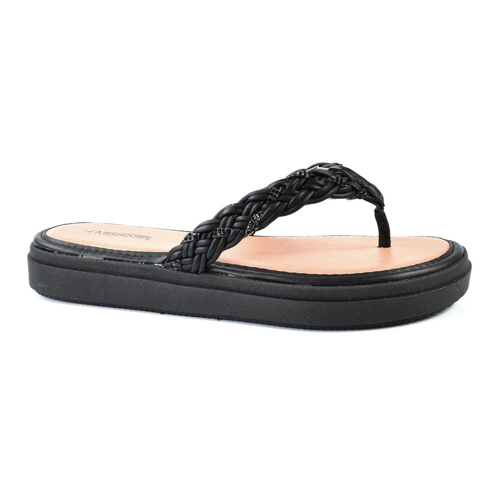 Chinelo Mississipi Plataforma Trançado Feminino Preto