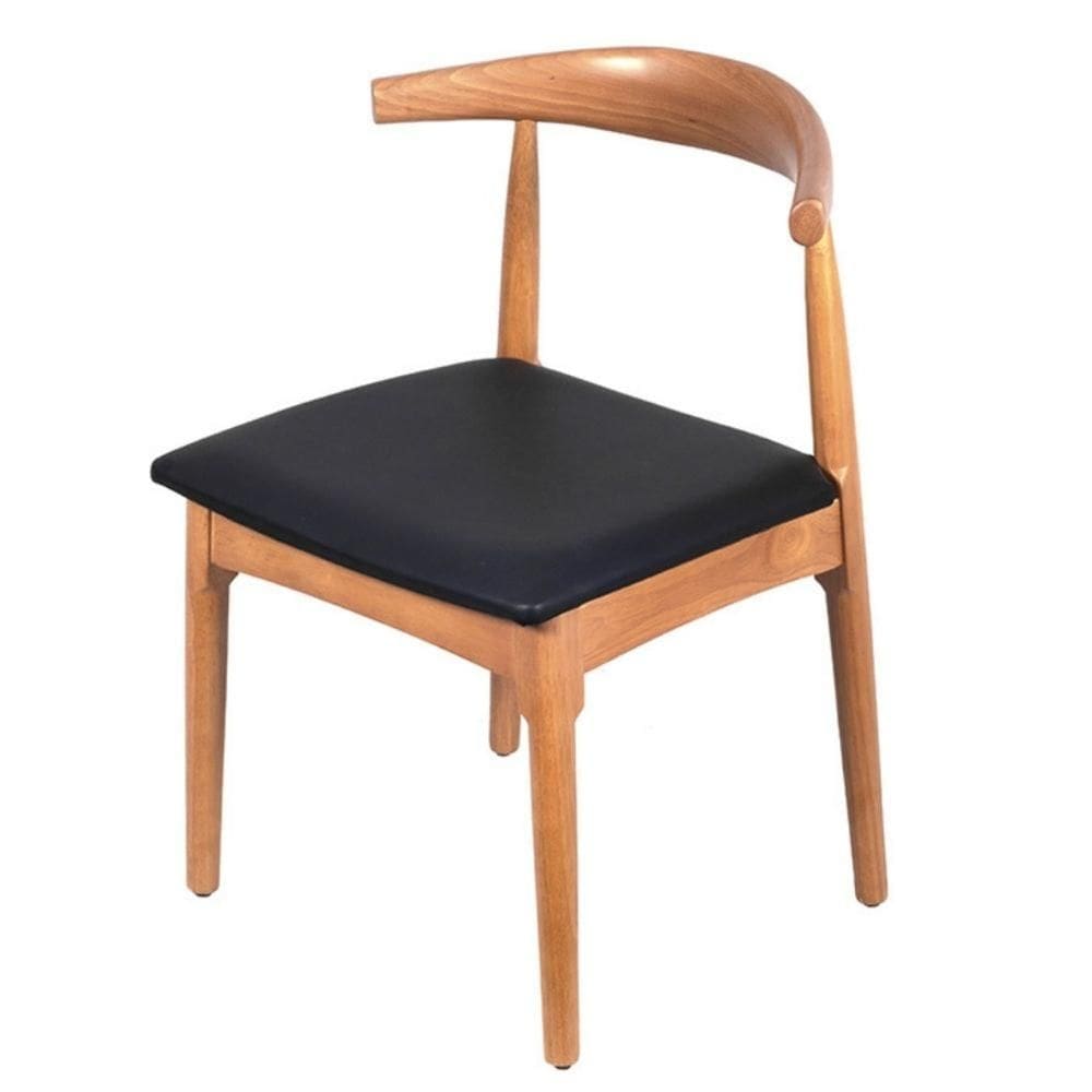 Cadeira Elbow Chair Carina Or Design 47 cm (larg) Madeira Clara Assento em Poliuretano (PU) Preto