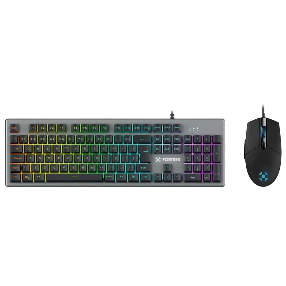 Kit Gamer Teclado e Mouse Fortrek Ranger Rainbow Grafite