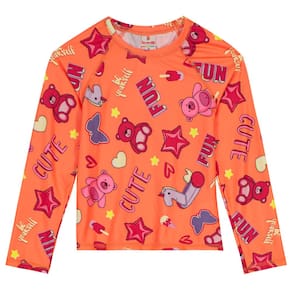 Camisa em malha UV Infantil unissex Brandili Laranja