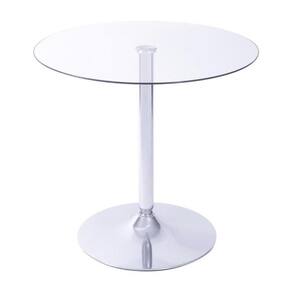 Mesa Apollo Redonda 70 cm (largura) Base Aço Cromado Tampo Vidro Temperado 73 cm (altura)